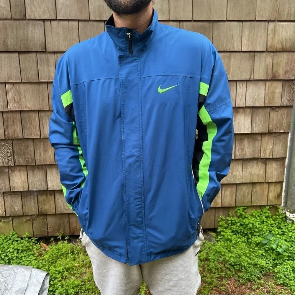 Vintage Nike Storm Fit Windbreaker Jacket Blue Neon Y2K 2000s Mens L
